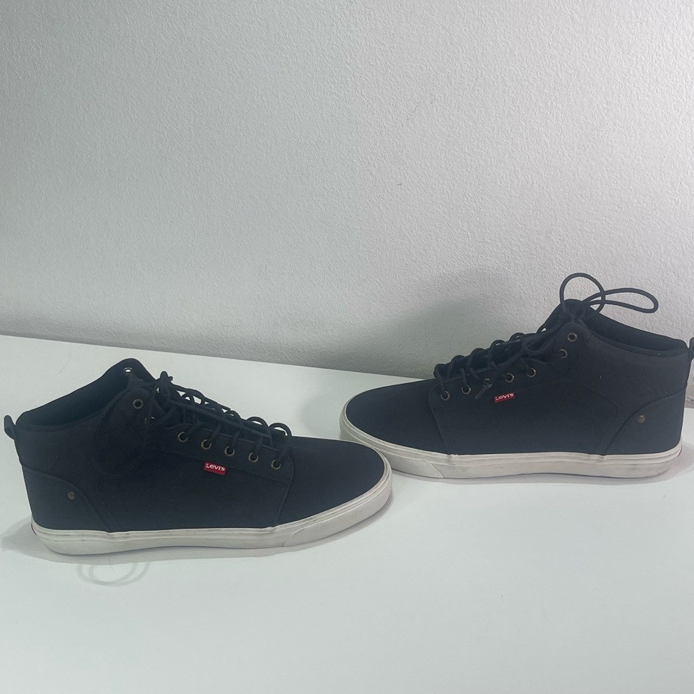 LEVIS STRAUSS Men 13 Black Canvas High Top Lace Up Sneakers Shoes Skater Casual
